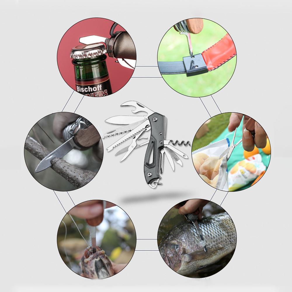 Outdoor Multifunctional Swiss Knife Camp Multitool Bottle Opener Folding Knife Portable Scissors Saw Military Fold Pocket Knife