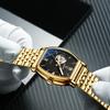 Square Open Heart Stainless Steel Birthday Gold Black Men's Watch Cool, Stylish, Popular, Fashionable, Formal, Business, Gift, Anniversary, - &