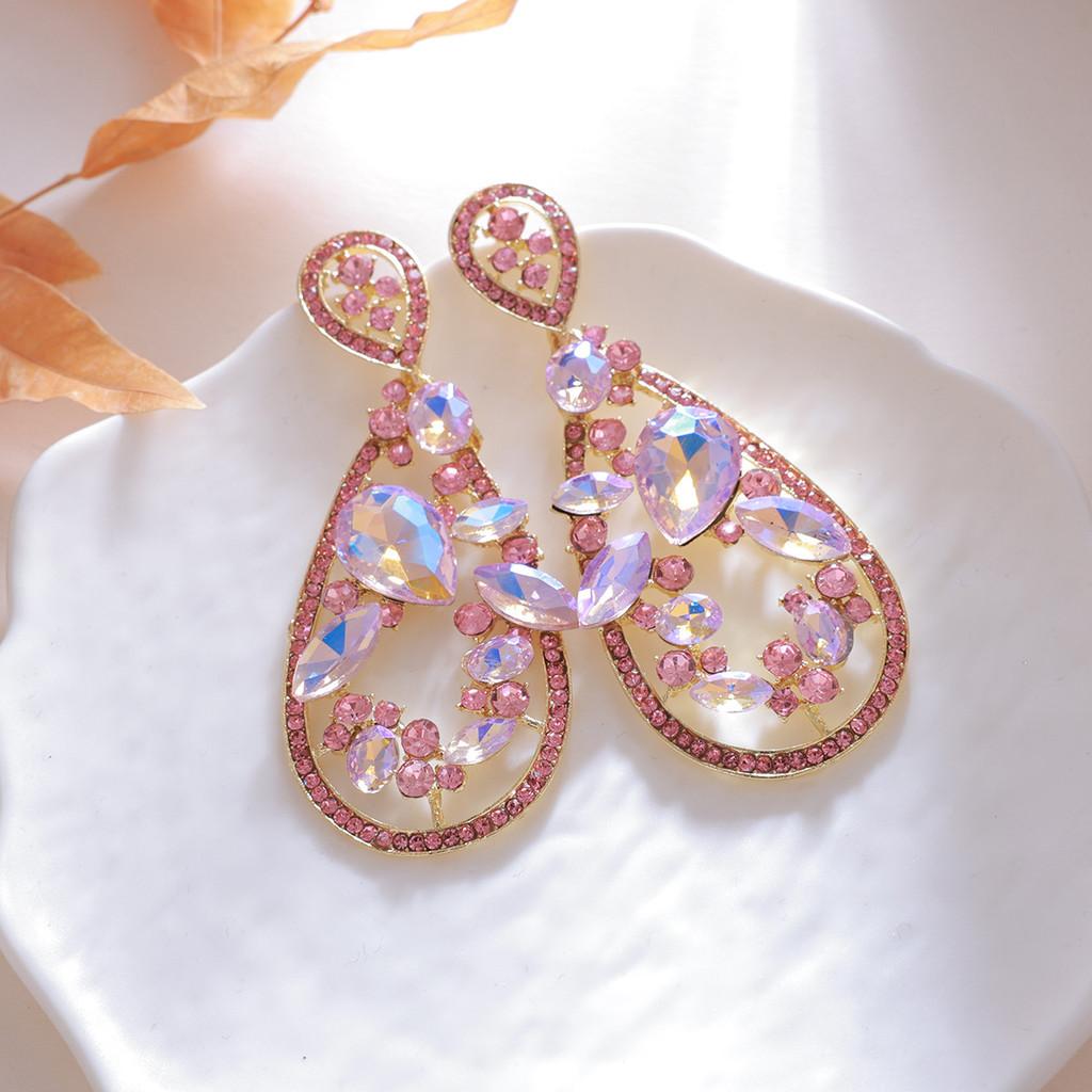 Geometric Alloy Drop Earrings With Gold Ear Pins For Ladies Party And Wedding Accessories