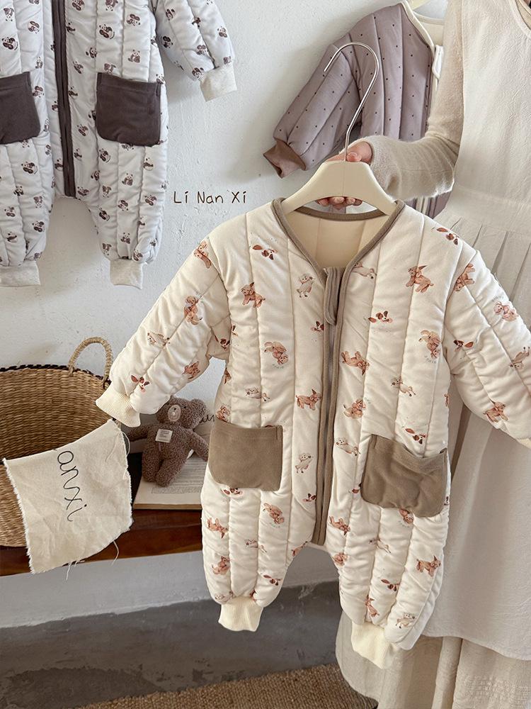 Quilted Cotton Baby Romper for Crawling Toddlers - Thick, Warm, Autumn/Winter Wear