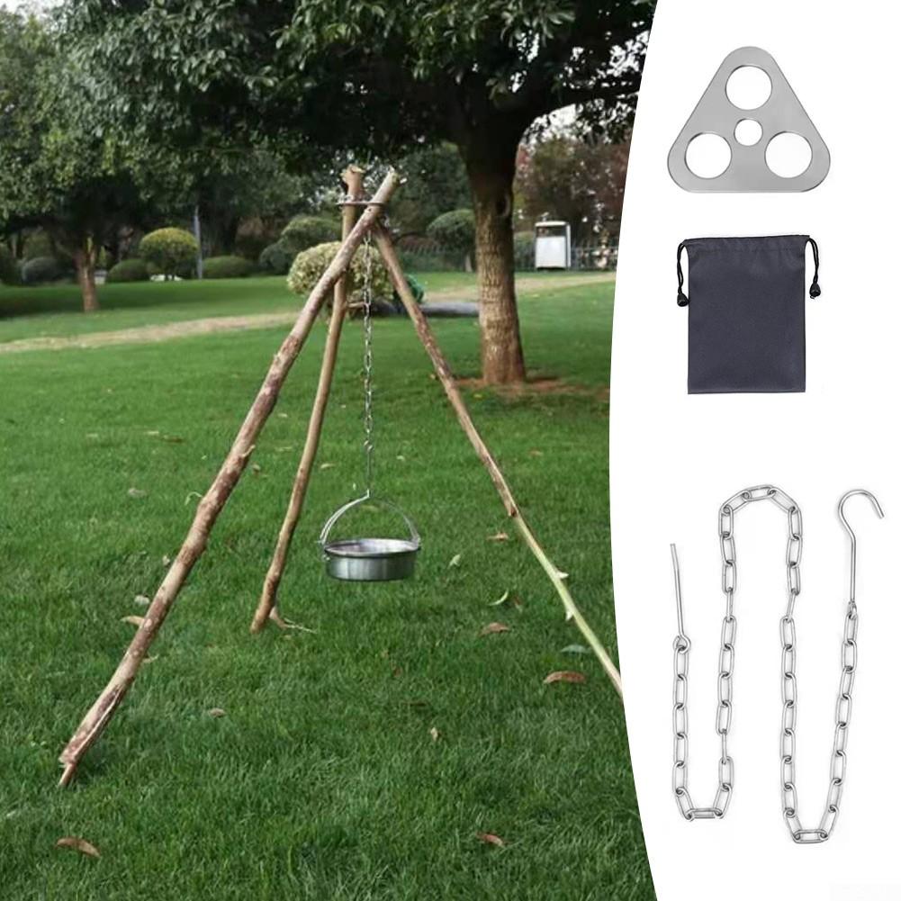 High Quality Hanging Tripod 117g Black&Silver Length 85cm Multifunction Camping Campfire Grill