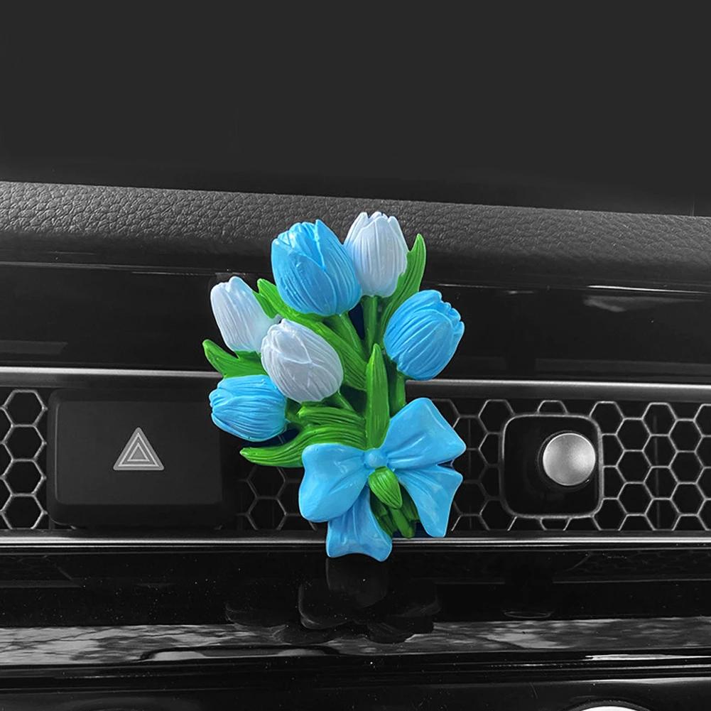 INS Tulip Car Fragrance Diffuser Stone Elegant Flower Butterfly Car Air outlet Decoration Pendant Fragrance Interior Accessories