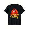 Men'S Captain Chaos Graphic T-Shirt - Have No Fear Him Is Here Slogan & Bold Yellow/Red Cartoon Design, Black with White Print, Regular Fit Short