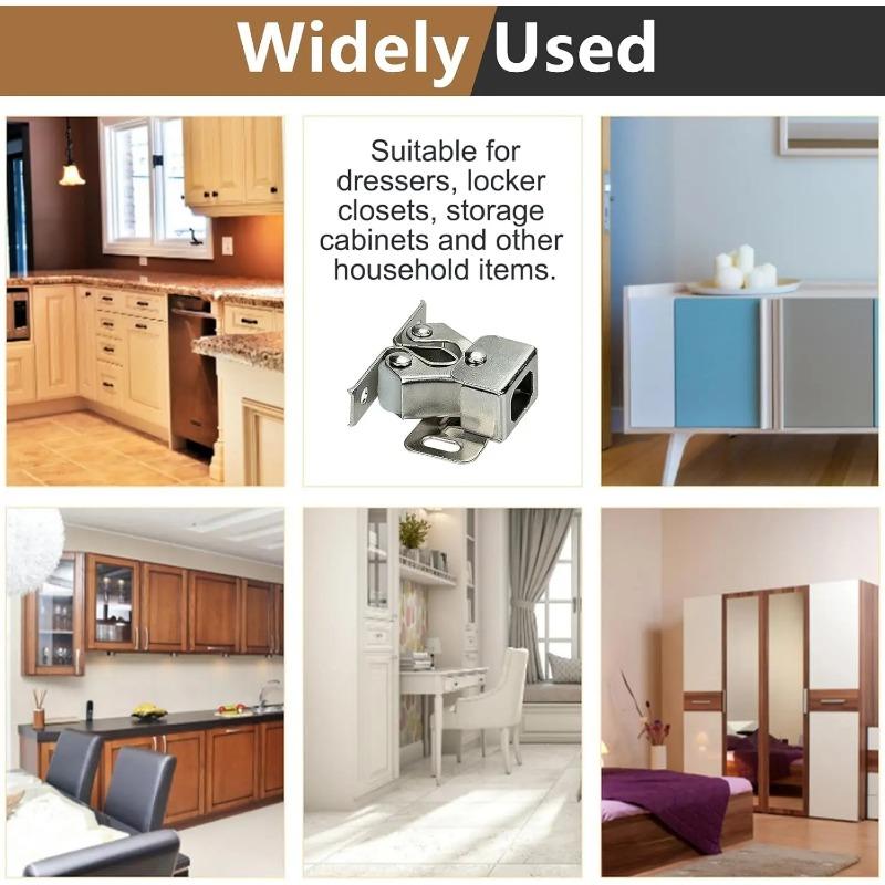 Double Roller Strong Hold Cupboard Cabinet Door Catches with Screws,Cabinet Catch Door Latch for Home Furniture Cabinet Cupboard