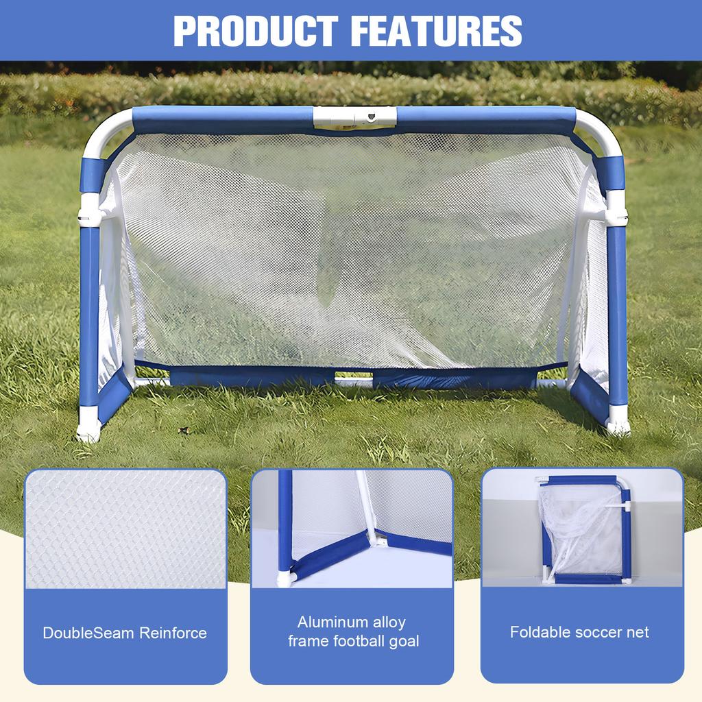 Folding Soccer Goal Portable Aluminum Alloy Football Post Frame Foot Ball Net Set for Kids & Youth Outdoor Soccer Ball Training