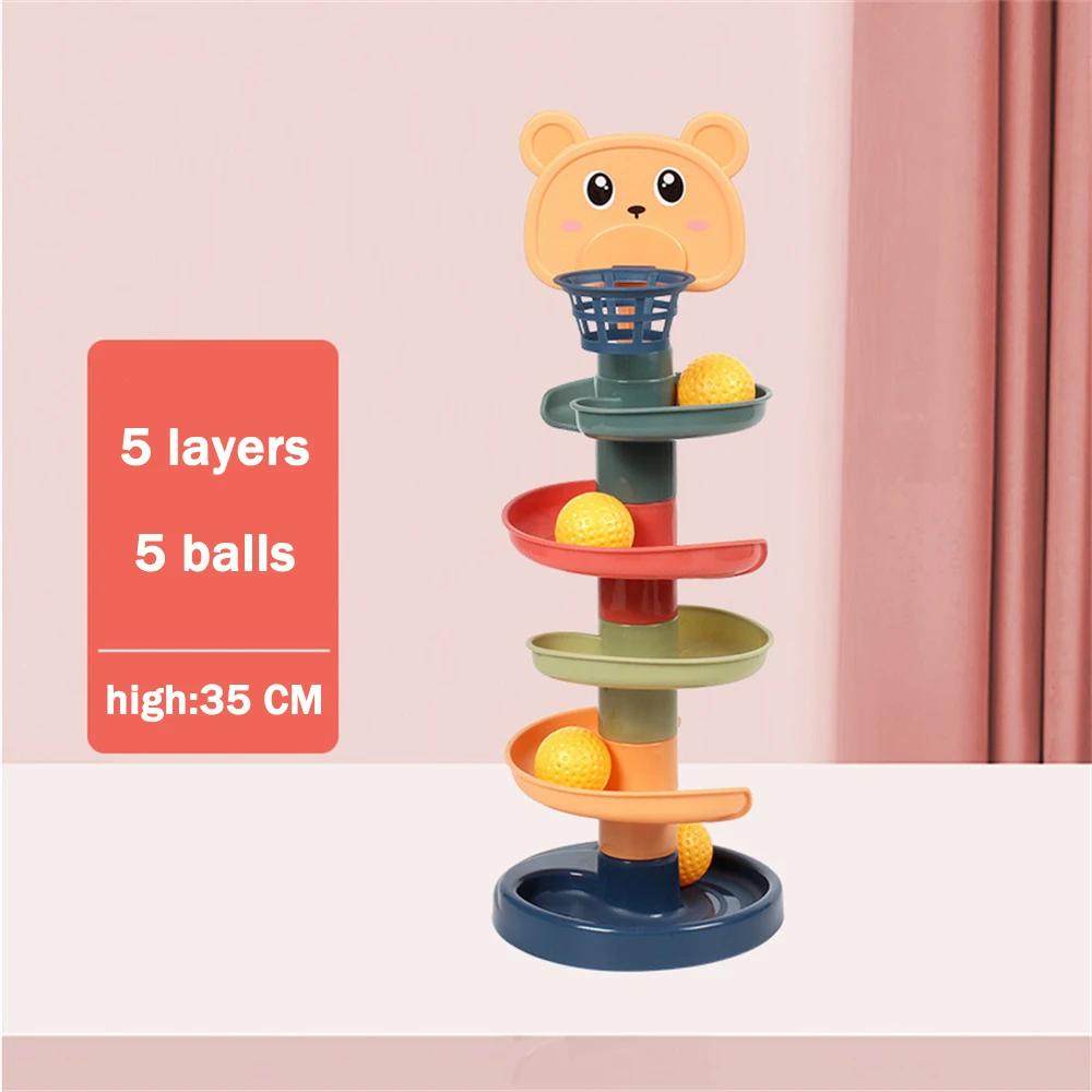 Baby Gift Stacking Toy ForChildren Baby Toys Rolling Ball Pile Tower Early Educational Toy For Babies Rotating Track Educational