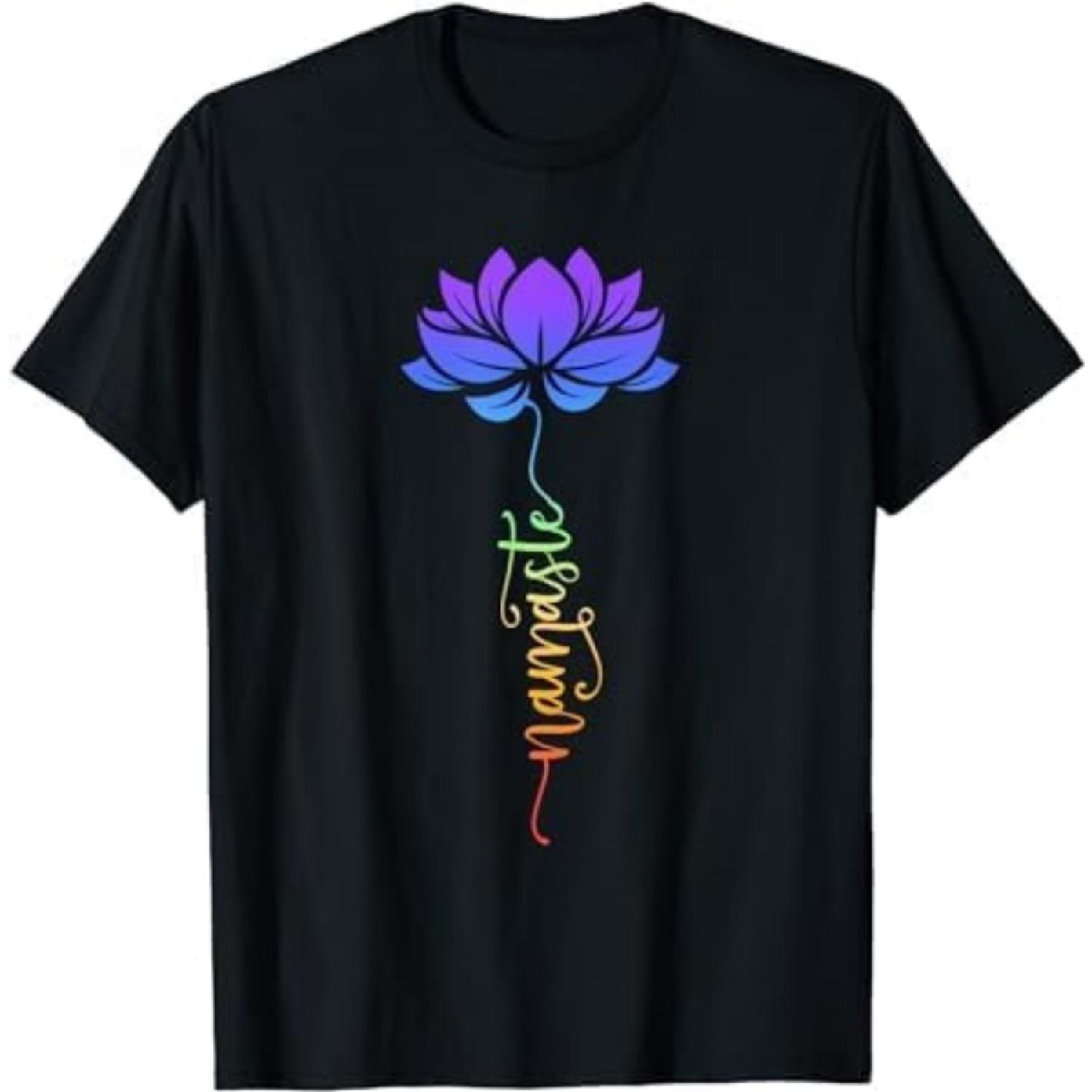 Namaste Lotus Flower Meditation Yoga T-Shirt CBQ Mens Womens Tank Top Sweatshirt Hoodie Longsleeve Black S