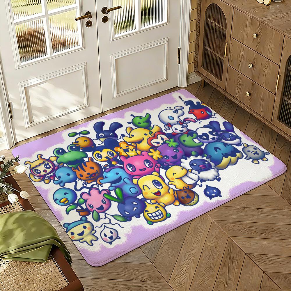 Cool T-Tamagotchi Floor Mat Soft Thickened Absorbent Non-Slip Bedroom Living Room Door Mat Home Decor Flannel Rugs