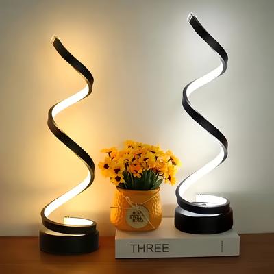 1pc Office Desk Lamps -3-channel Dimmable Touch Lamp USB C Charging Port, Modern Minimalist Dimmable Spiral Desk Lamp, Including LED Bulbs