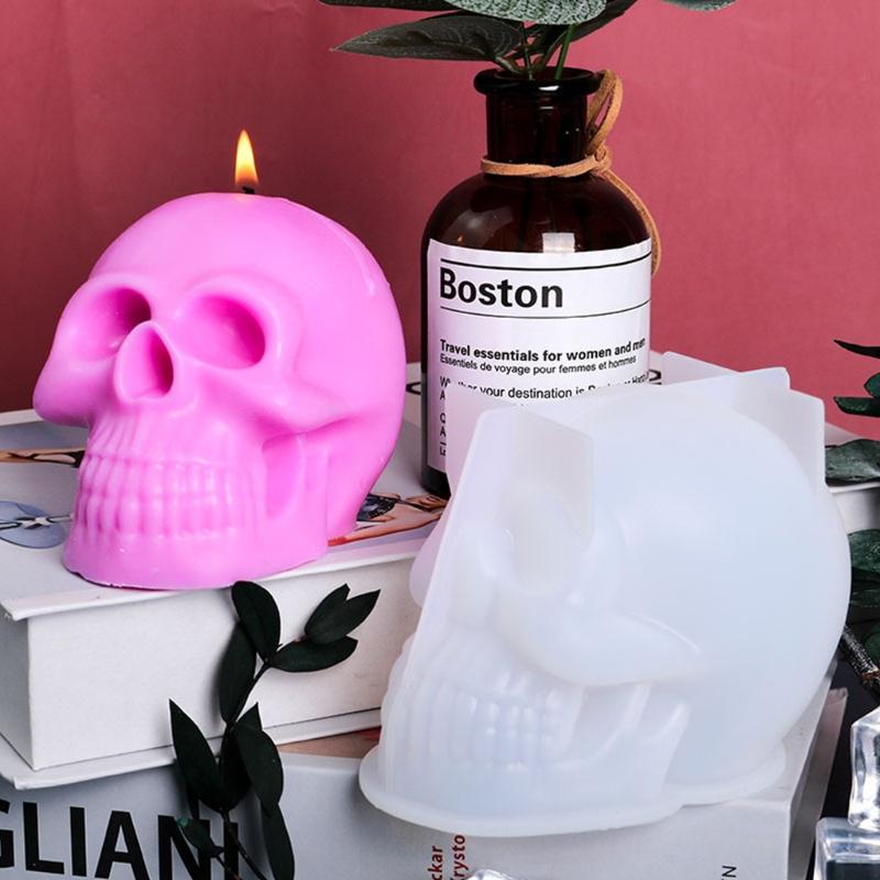3D Skull Shape Big Size Silicone Molds for Halloween Ornament DIY Supplies Props DIY Halloween Aromatherapy Making Mold