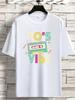 Unisexs Retro Music T Shirt 90S Vibe Old Cassette Tape Color Letter Graphic Print Short Sleeve Crew Neck Casual Cotton Male Tee