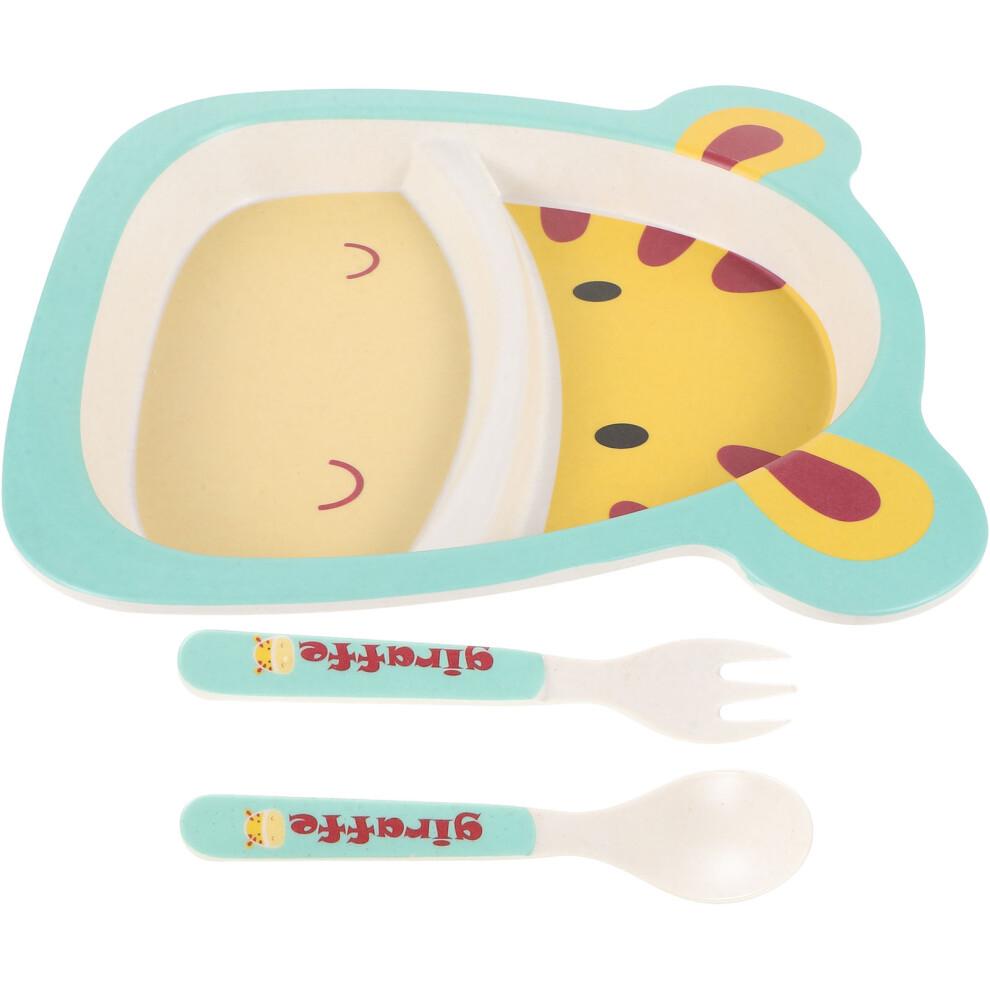 Bamboo Fiber Children'S Tableware Kids Plates Toddler Cutlery
