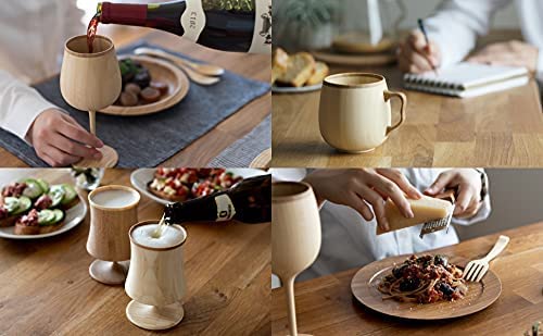 RIVERET Vessel Cocktail Glasses, Manhattan, 150ml, Pair, Bamboo, Dishwasher Safe, White/Brown, RV-121WB