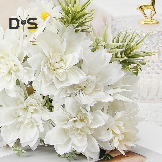 Simulated Flower Bouquet 5 Forks Flower Leaves Artificial Bouquet Realistic Silk Flowers Indoor Outdoor Decoration