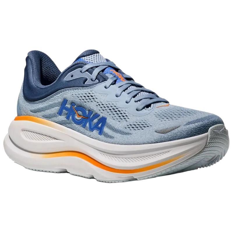 HOKA ONE ONE Bondi 9 Slip Resistant Abrasion Resistant Low top Marathon Long Distance Running Shoes Men's Blue Wide Fit Sneakers 1162013-DNP