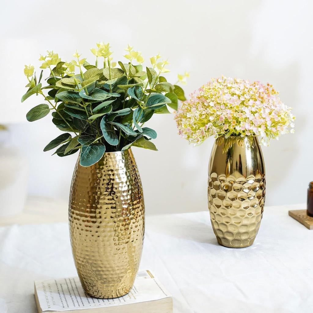 Vaso de Metal Martelado para Decoração de Casa | Decorativos para Sala de Estar Interna Externa Varanda |