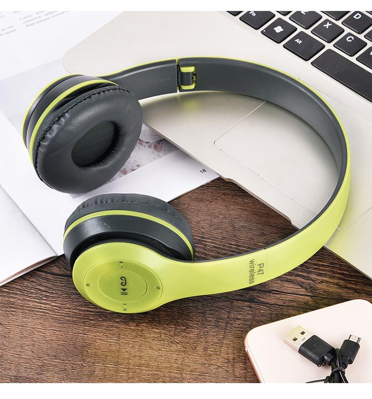 

Portable Headband Earphones Wireless Headphones For IOS Android Mobile Support SD Card Bluetooth Earphone зелений