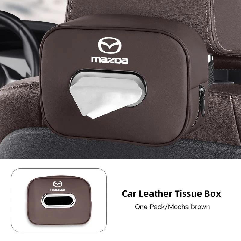 2025 Hot Mazda Car Leather Tissue Box Car Interior Accessories Tissue Storage Bag For CX5 CX3 CX9 MX5 RX8 Axela Demio Atenza MS