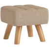 Footstool with Padding, Linen Look, Wooden Legs, Load Capacity up to 110 kg, Brown
