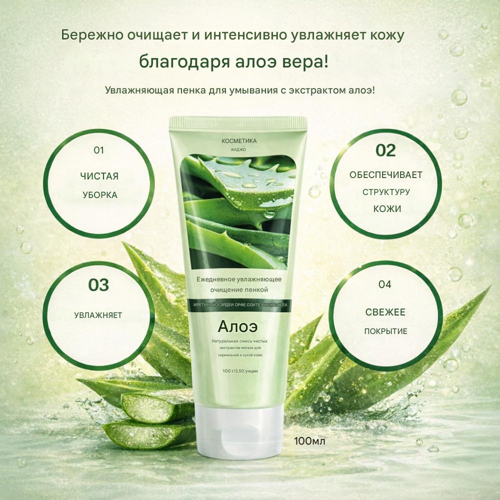 ANJO Daily Foam Cleansing Aloe 100ml – Gentle Hydrating & Soothing Face Wash