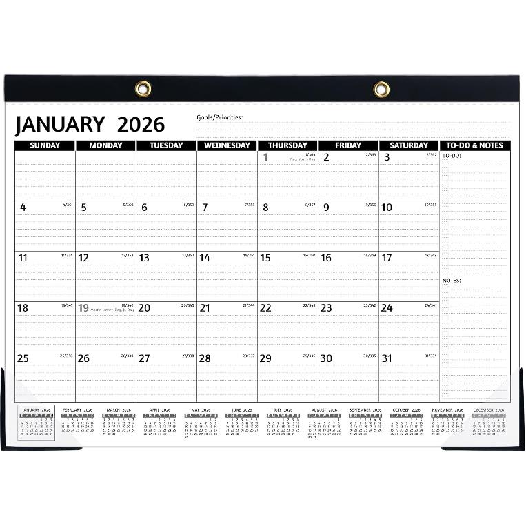 2026 Desk Calendar – Jan 2026 – Dec 2026, Large Desk Calendar 2026, 14.6’’ x 11.5’’, 2026 Desk/Wall Calendar with To-do Lists, Desk Pad, 26-27 Desk Calendar 17x12