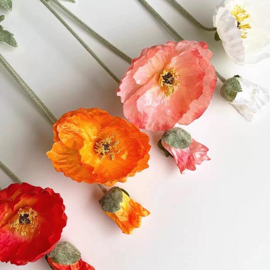 41,34 Zoll Künstliche Mohnblumen mit langem Stiel Realistische Falsche Kornblumen für Bodenvase Heim-Innendekor Hochzeitsveranstaltung