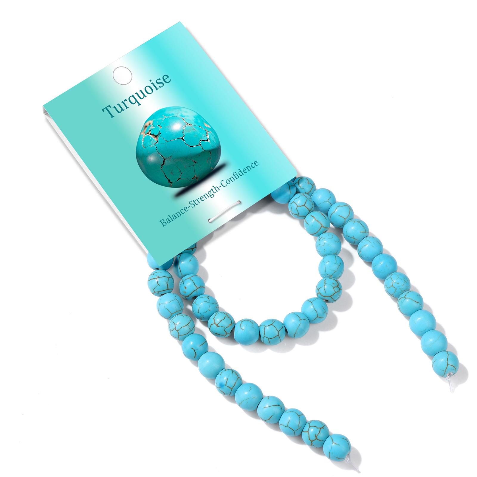 8MM 50pcs Blue Turquoise Beads Stone Round Spacer Beads for Jewelry Making Accessories 8MM 50PCS