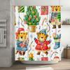 Christmas Collection Shower Curtain Tiger Family Party Decorations with Candy Cane Gifts Festive Home Decoration