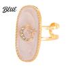 Adjustable Double-ring Opening Ring Finger Oval Design Enamel Process Women