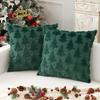 Christmas Tree Fleece Cushion Cover with Star Embroidery - Holiday Sofa Decoration Pillow Cover