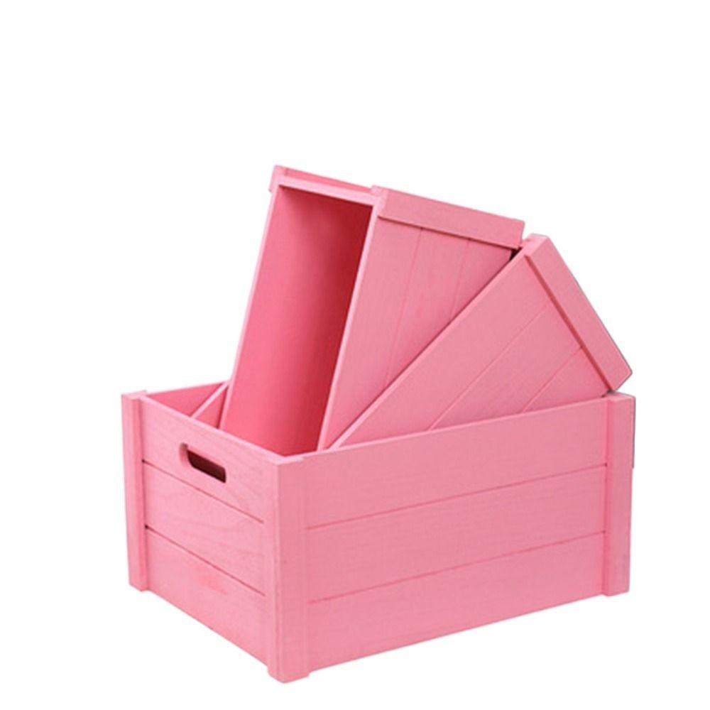 Handcrafted Storage Boxes Handle Storage Container Wood Nesting Storage Crates Office