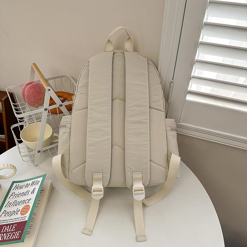 Lightweight Solid Color Backpack Travel Backpack Large Capacity Student Schoolbag