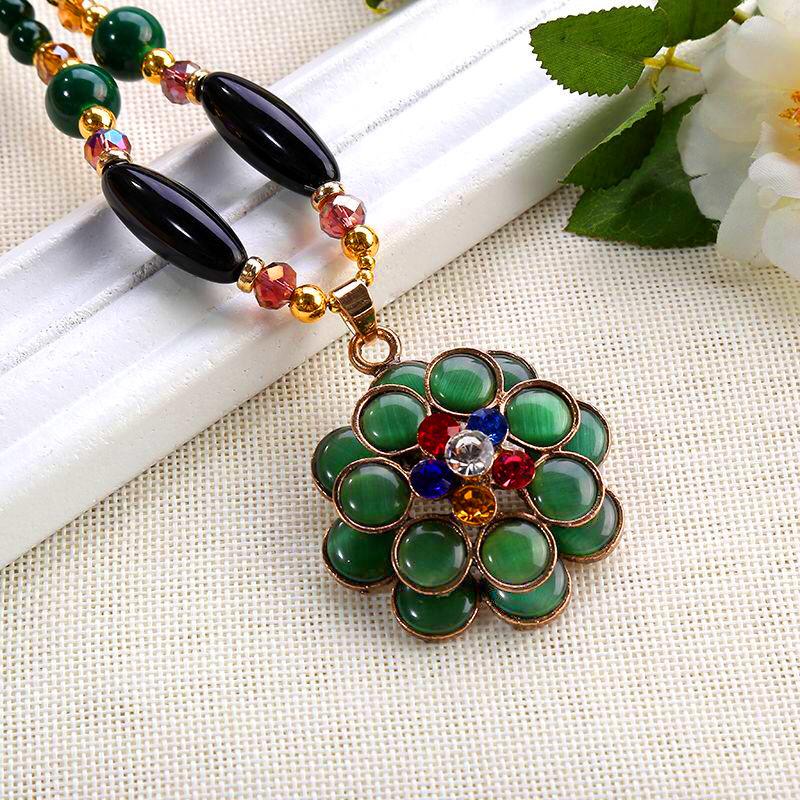 Ethnic Style Long Necklace: Retro Water Drop Pendant with Colored Shell for Fall/Winter