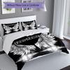 3PC Custom Name Angel Wings Bedding Set Duvet Cover Closure Includes 1 Duvet Cover & 2 Pillowcases for Bedroom
