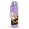 1PC Warm Hug Old Couple Portrait Pattern 750ml Color Plastic Sports Water Bottle Leakproof Flip Straw Lid Suitable for Sports Office Home Use