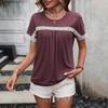 Spring/Summer 2026 Women's Round Neck Lace Patchwork Short Sleeve T-shirt