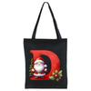 English letters A-Z Christmas number print student casual canvas tote bag
