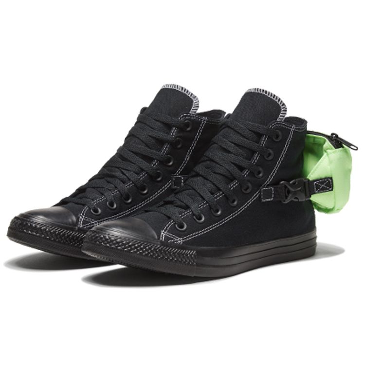 Черные кроссовки унисекс Converse Chuck Taylor All Star Buckle Up High Black Ghost Green — фото 3