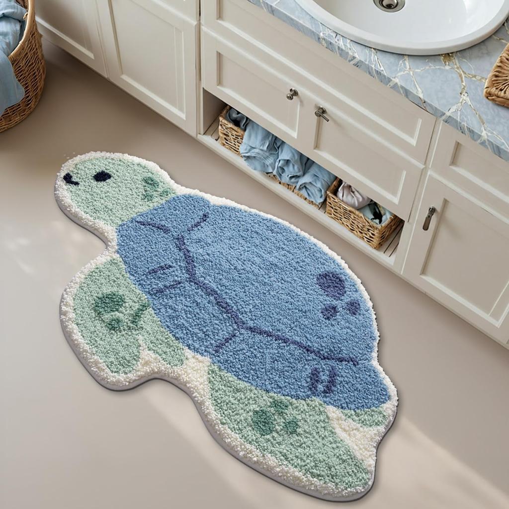 VIKAMA Cartoon Turtle Imitation Cashmere Rug Soft Children's Bedroom Floor Mat Non-Slip Bathroom Foot Mat Home Decor