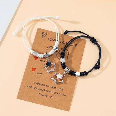 Paar Armband Pentagramm Paar Karte handgemachte vielseitig gewebte Hand Seil weibliche Geschenk
