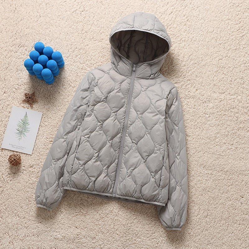 New Autumn and Winter Light Down Jacket Women's Short Hooded V-neck Loose Warm Jacket Type Light