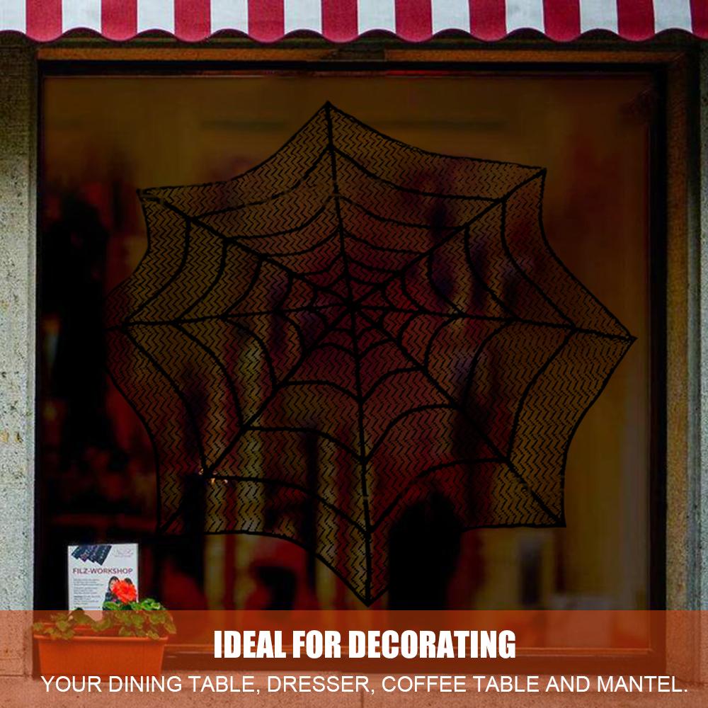 30 Inch Lace Spider Web Cobweb Halloweens Tablecloth Round Table Cover Topper for Halloweens Table Decoration Party Holiday Indoor Decor Halloweens P