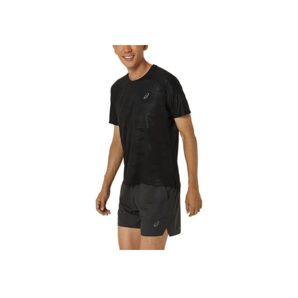 Asics Embossed Pattern Crew Neck T-Shirt Men Tops Black 2011D012-001