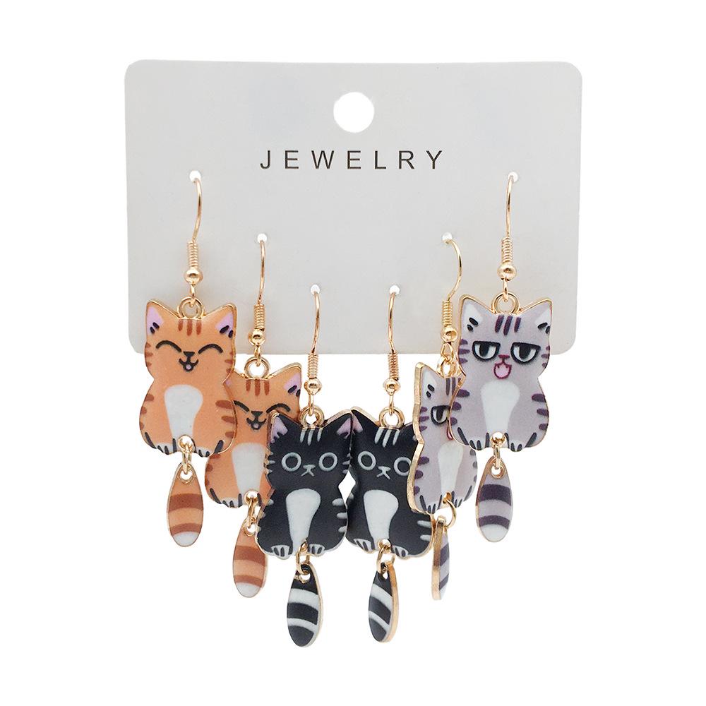 Exclusive New Cat Series Drip Oil Alloy Earrings - Jewelry Accessories