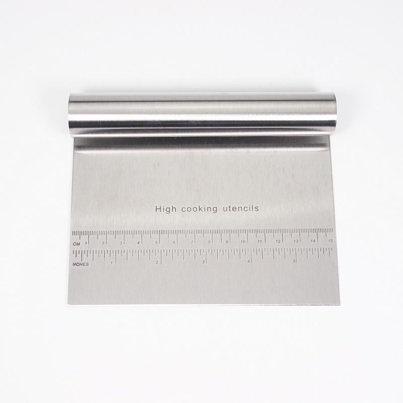Stainless Steel Bench Scraper with Measuring Guide - Pizza Dough Cutter, 6 x 4 Inch