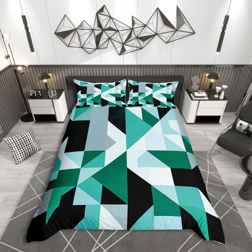 Homewish Minimalist Geometry Duvet Cover SetAbstract Gradient For Teens Bedding SetVintage Aesthetic Bed Set