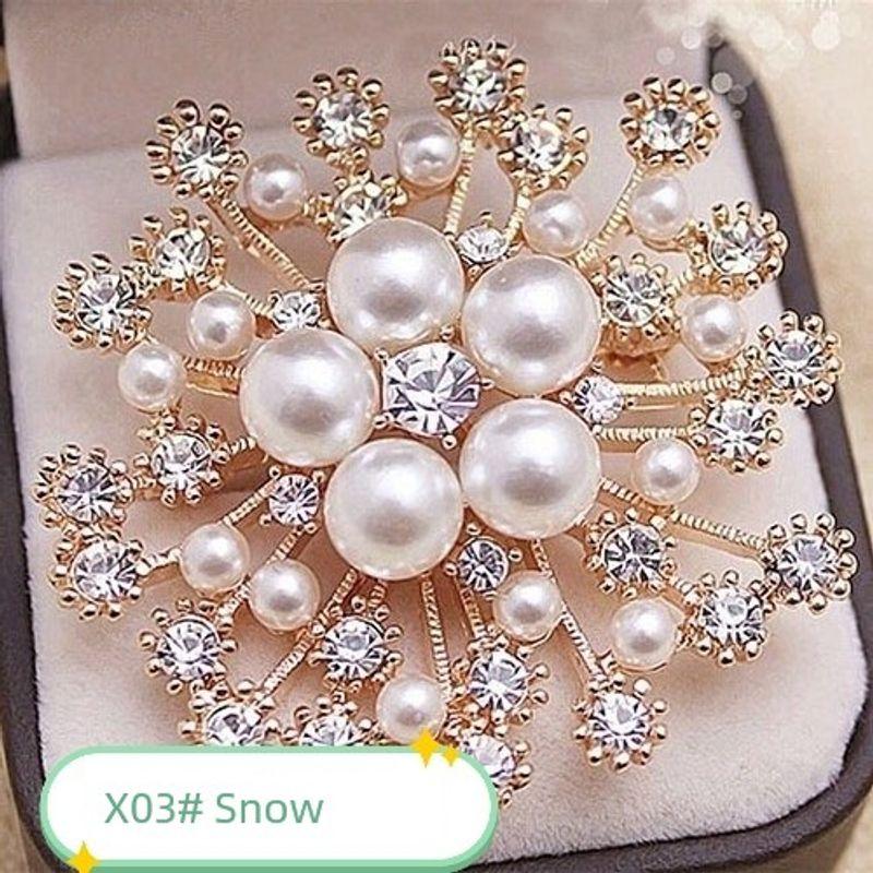 

K-стиль Новое поступление Бриллиантовая брошь высокого класса Женская пряжка для шарфа Сплавная брошь Корсаж Легче всего сочетать Жемчужная булавка Нишевые аксессуары Snow