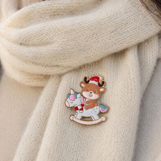 Christmas Cartoon Santa Claus Brooch, Reindeer Gingerbread Snowman Lapel Pin, Enamel Badge Pin for Clothes Bag Hat Scarf Suit