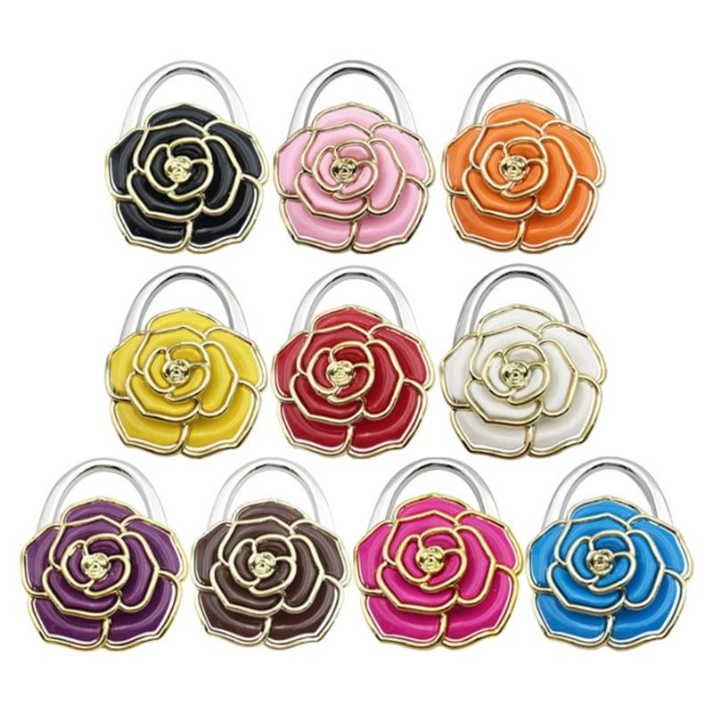 Fashion Flower Shaped Purse Hook Foldable Handbag Hook Table Portable Holder Hanger Handbag Bag Parts Accessories