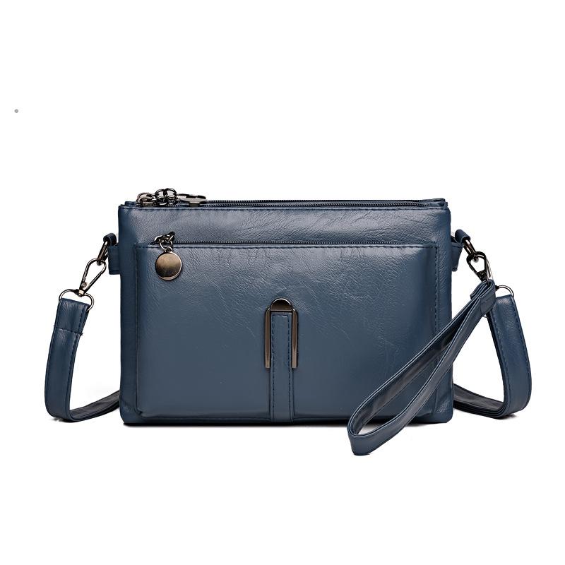 Vintage PU-Leder Mini-Tasche mit zwei Reißverschlusstaschen, Crossbody-Tasche, vielseitige Handgelenktasche für Einkäufe, den Alltag und Wochenendausflüge